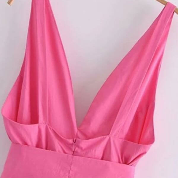 Vestido rosa con lazo grande sin mangas 6