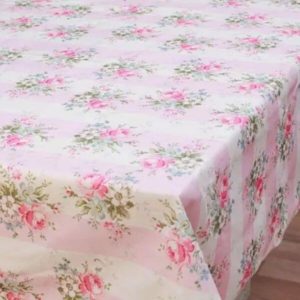 Mantel con estampado floral y rayas para mesa de comedor, rectangular.