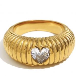 Anillo Love acero con baño de oro